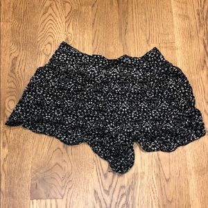 Black Floral High Waisted Shorts